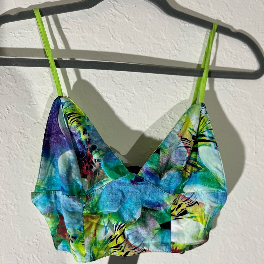 LF Indikah Bralette Crop Top Blue Green Size 8 Medium - Picture 4 of 10